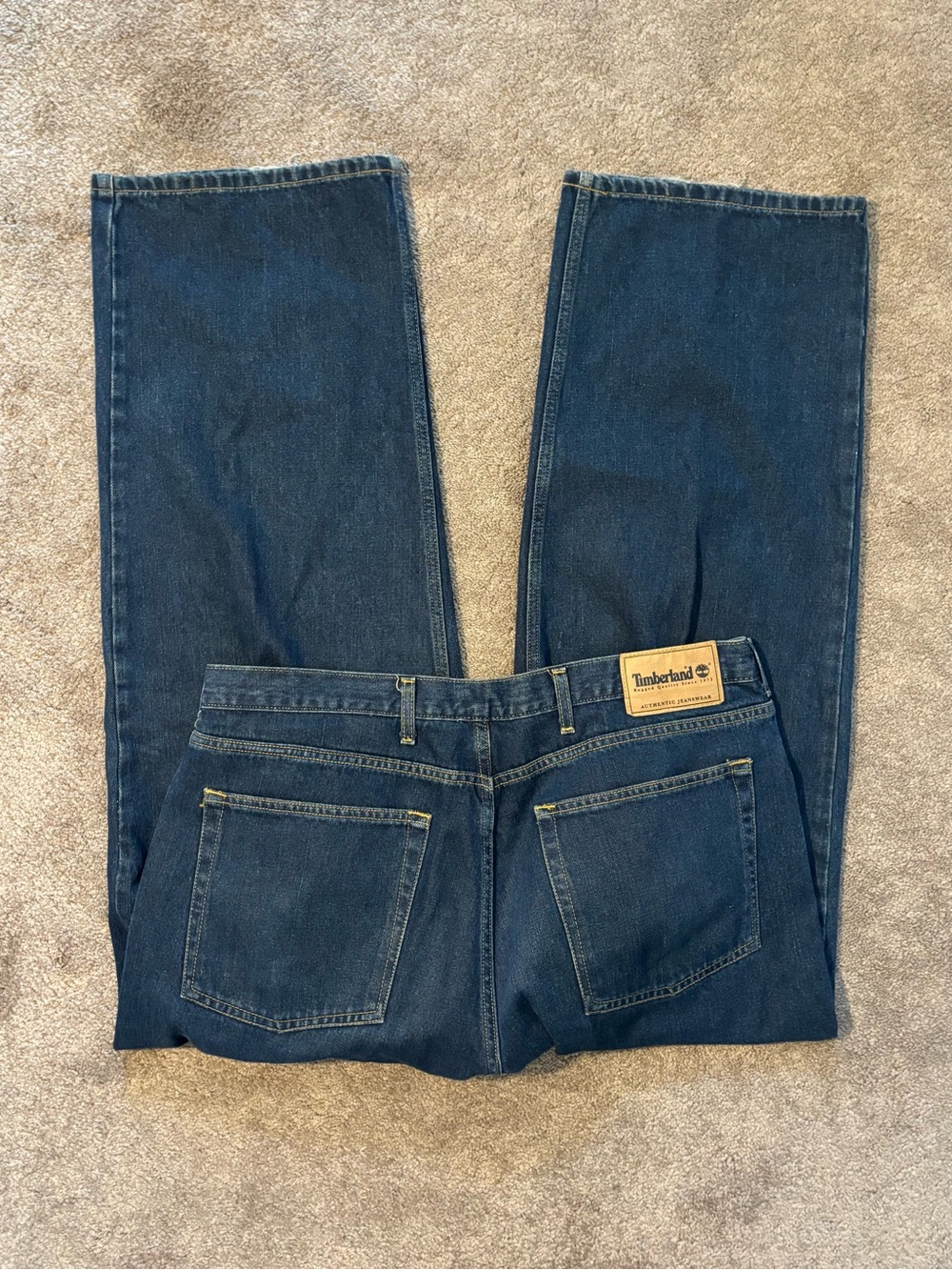Vintage Timberland Jeans Mens Size 38 x 30 Dark Wash Blue Denim Baggy Y2K Style